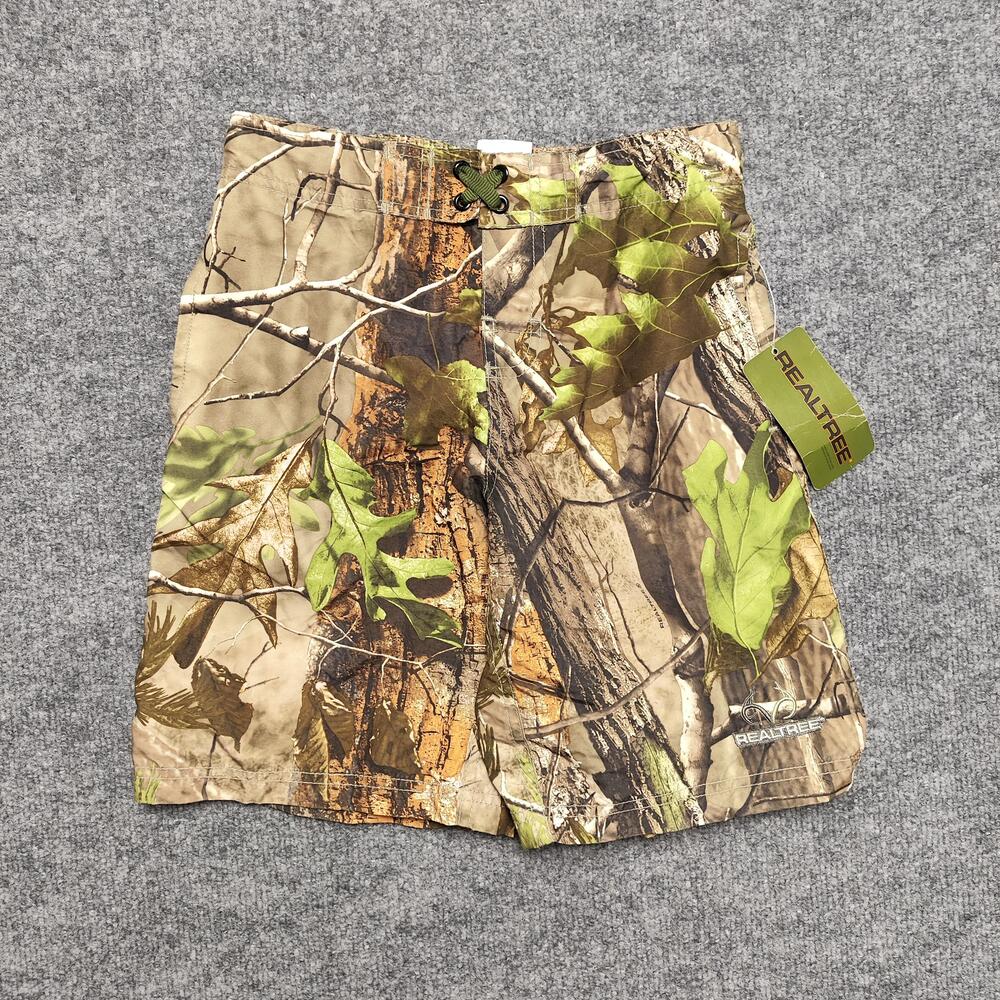 Realtree Swim Shorts Boys 8 Brown Camo Built In Brief Mesh Liner Outdoor
